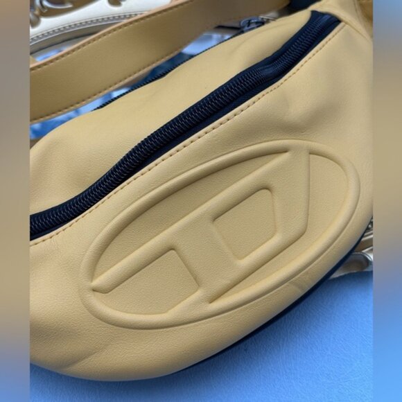 🆕 DIESEL 🧿 NWOT Embossed-Logo Belt Bag, Pale Yellow PU Vegan Leather - Picture 8 of 14